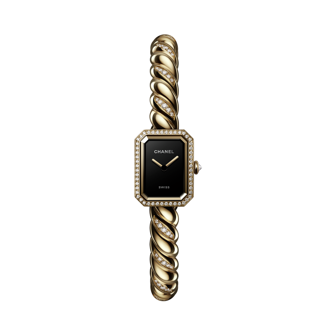 샤넬 프리미에르 갈롱 워치 옐로우 골드 다이아몬드 블랙 래커(Chanel Premiere Galon Watch Yellow Gold Diamonds Black Lacquered)