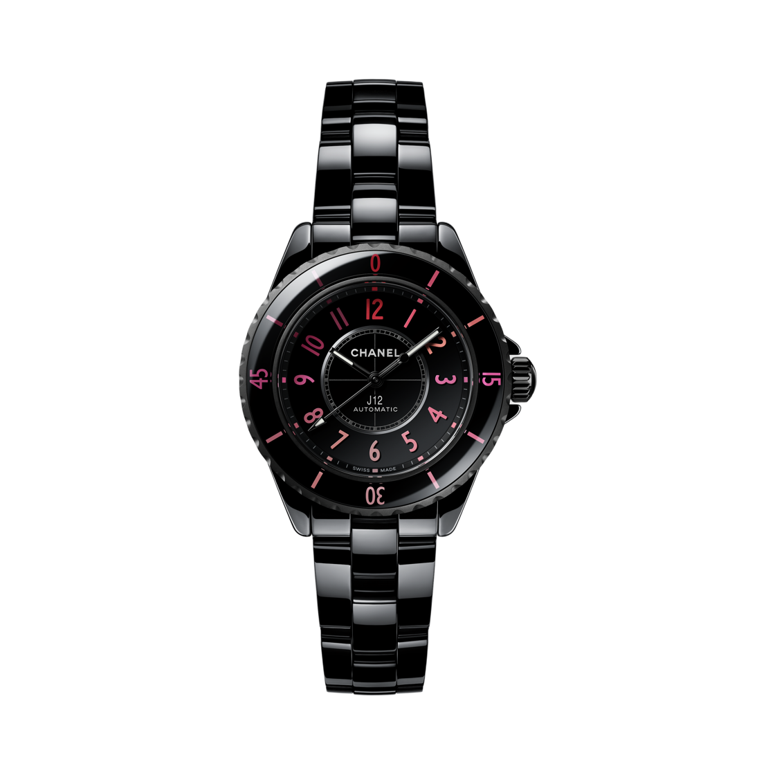 샤넬 J12 블러쉬 워치 칼리버 12.2 33mm 블랙 세라믹 매트 블랙 스틸(Chanel J12 Blush Watch Caliber 12.2 33mm Black Ceramic Matte Black Steel)