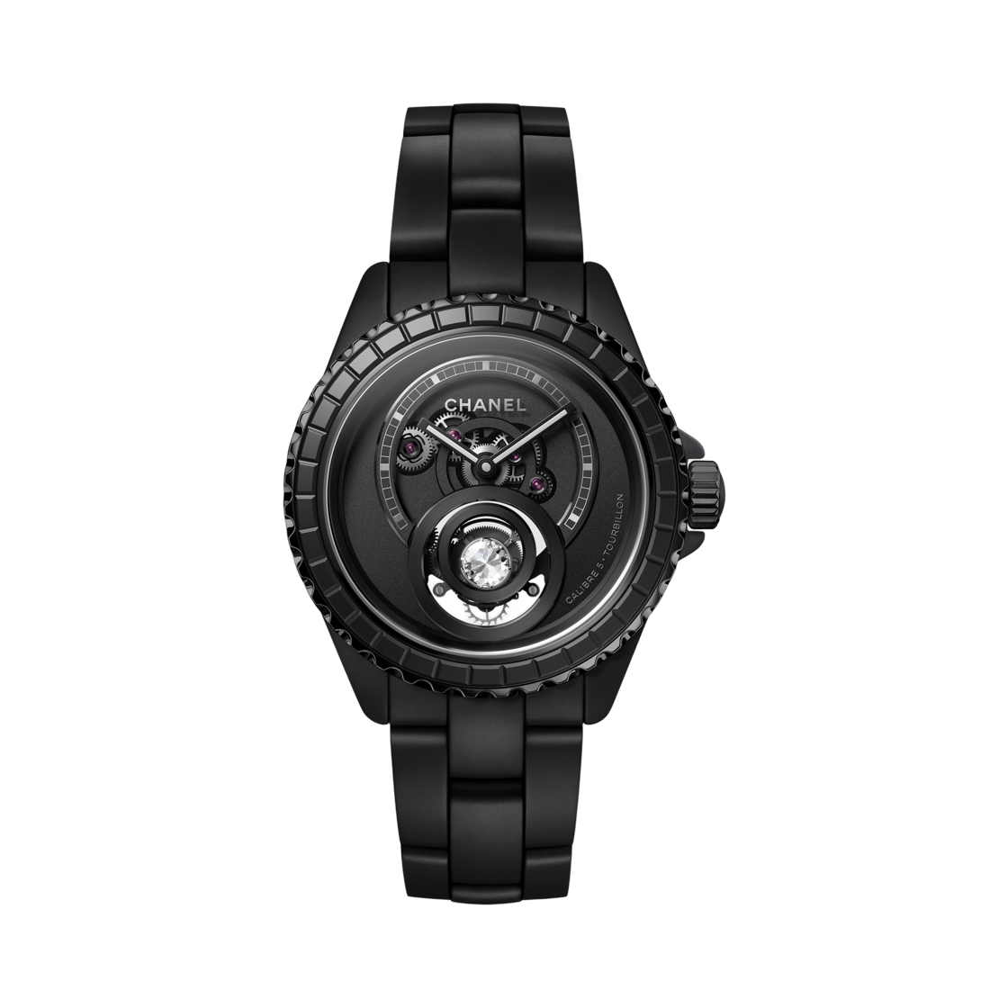 샤넬 J12 다이아몬드 뚜르비옹 워치 칼리버 5 38mm 매트 블랙 세라믹 스틸(Chanel J12 Diamond Tourbillon Watch Caliber 5 38mm Matte Black Ceramic Steel)