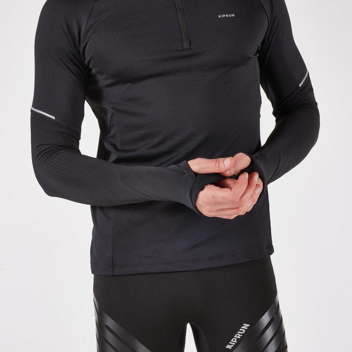 데카트론 남성 하프집 러닝 긴팔 티 런 웜 500 스모크 블랙(DECATHLON Men's Half-Zip Running Long-Sleeved T-Shirt Run Warm 500 Smoke Black) - 4