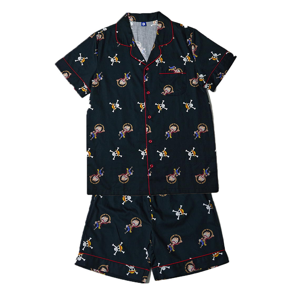 댄꼼마 x 원피스 루피 패턴 반팔 잠옷(DANCOMMA × One Piece Monkey D. Luffy Pattern Short Sleeve Pajama Set)