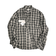 Undermycar Mu.32 Anti Fxxking Logo Play Basic Long Sleeve Check Shirts Black Gray