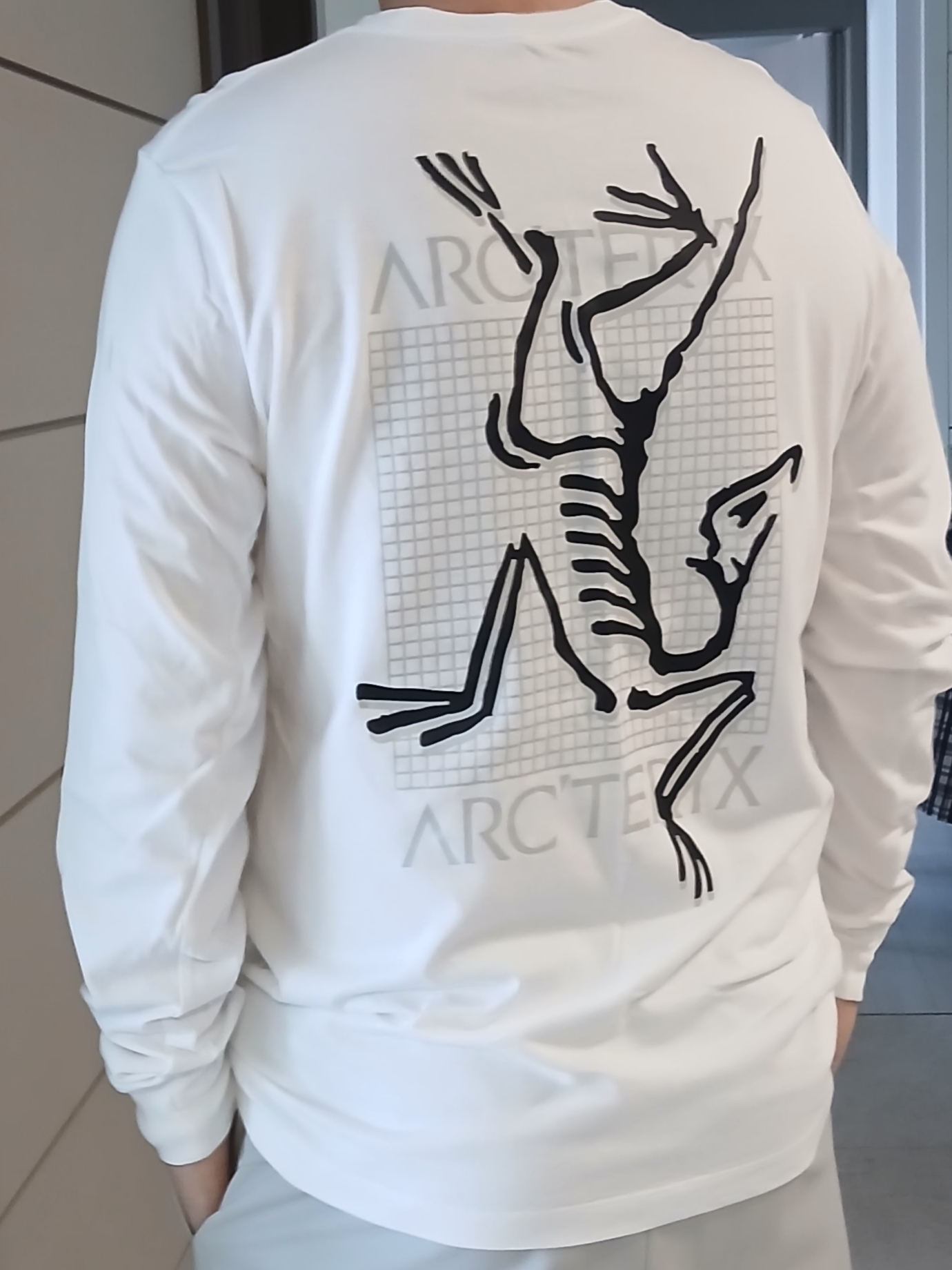Arc'teryx Arc'Multi Bird Logo LS T-Shirt White Light 착용 스타일 - 2