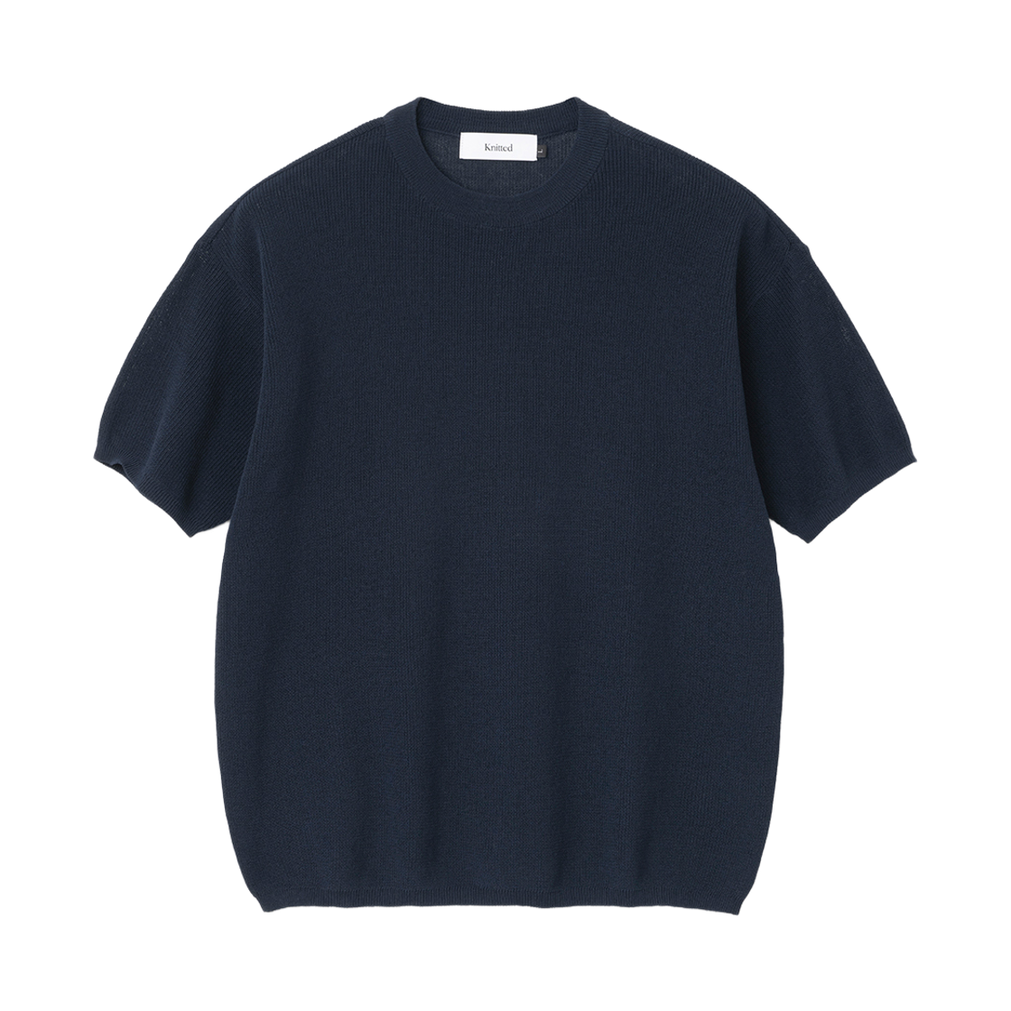 니티드 쿨에버 라운드 반팔 니트티 네이비(Knitted Coolever Round Half Sleeve Knit T-shirt Navy)