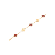 Van Cleef & Arpels Vintage Alhambra 5-Motif Bracelet in 18K Rose Gold Carnelian
