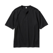 Uniqlo Dry Waffle Henley T-Shirt Black - JP