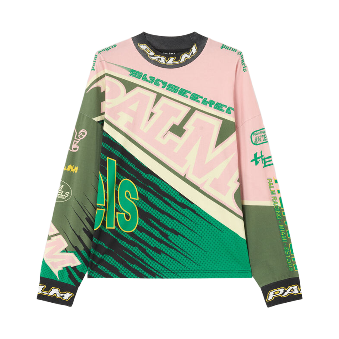 팜앤젤스 레이싱 루즈 티셔츠 - 핑크 그린