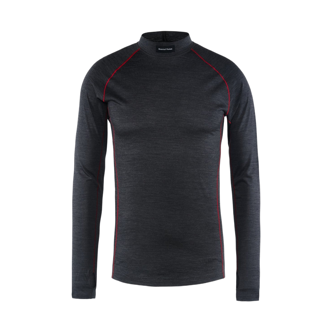디스트릭트 비전 메리노 롱슬리브 목 티셔츠 다크 멜란지(District Vision Merino Long Sleeve Mock T-Shirt Dark Melange) - 1
