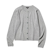 (W) Uniqlo Cashmere Crewneck Short Cardigan Gray - JP