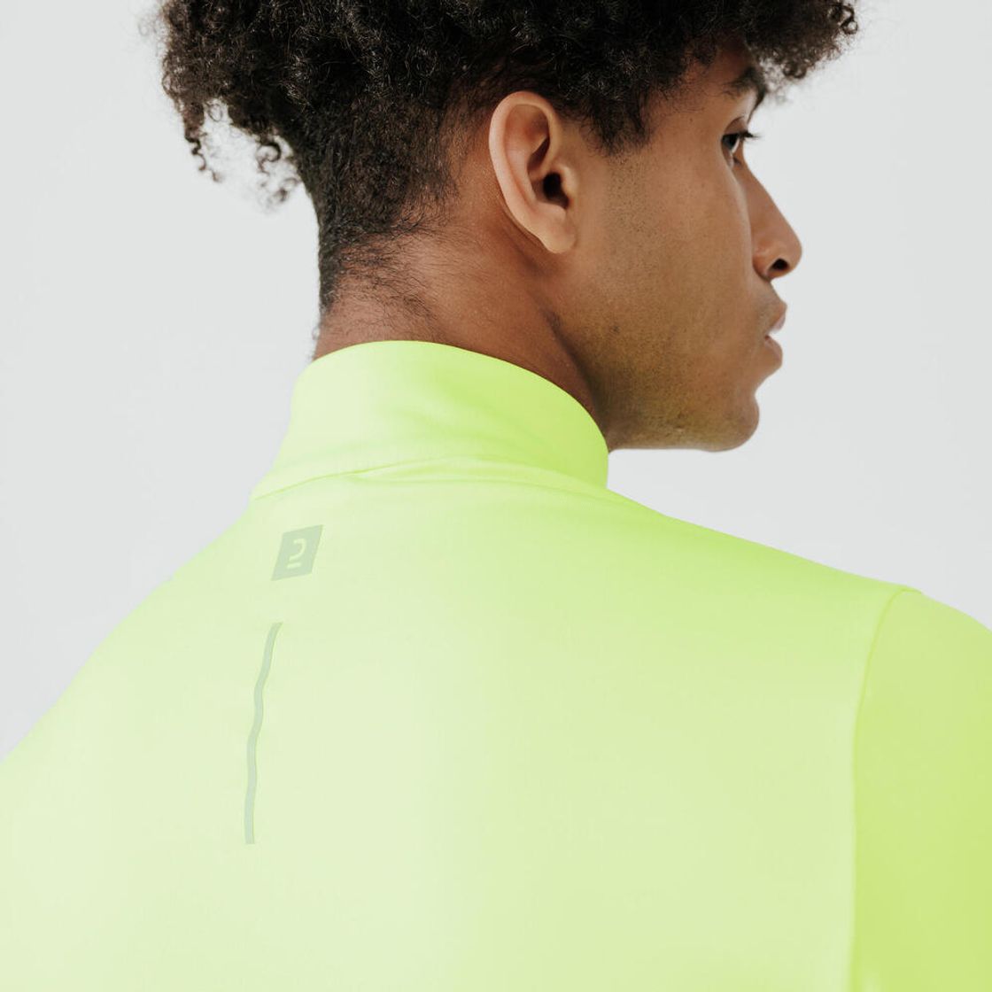 데카트론 남성 하프집 러닝 형광 긴팔 티 100 플루오 애시드 옐로우(DECATHLON Men's Half-Zip Running High-Visibility Long-Sleeved T-Shirt 100 Fluorescent Acid Yellow) - 4