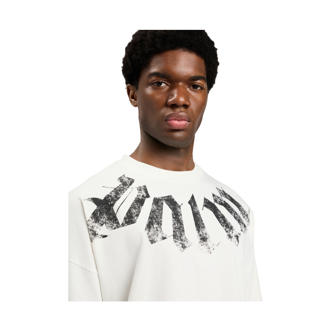 팜엔젤스 빅 넥 로고 루즈 티셔츠 - 화이트 블랙(Palm Angels Big Neck Logo Loose Tee - Off White Black) - 5