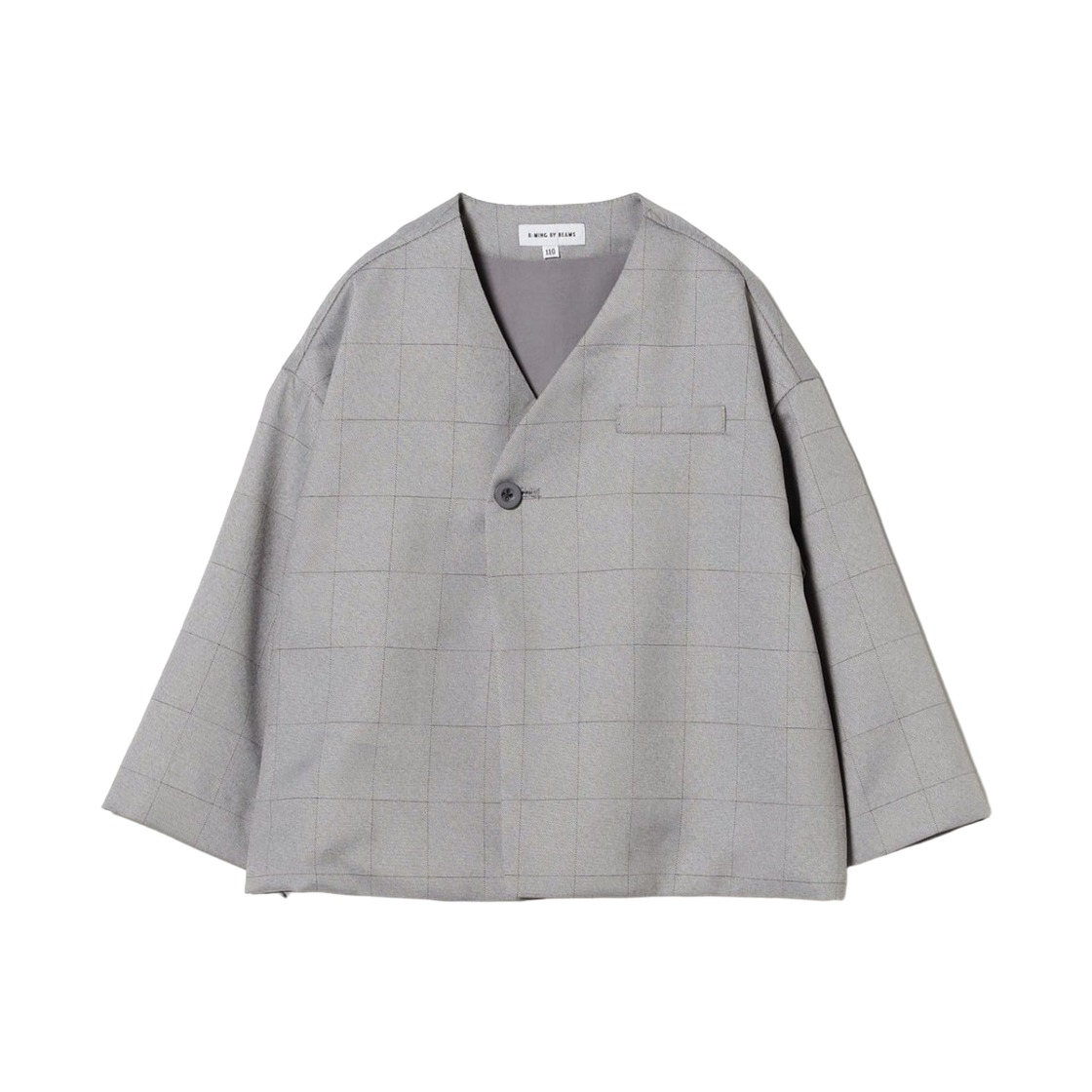 (키즈) 비밍 바이 빔즈 세레모니 체크 칼라리스 자켓 글렌 체크((Kids) B:Ming By Beams Ceremony Check Collarless Jacket Glen Check) - 1