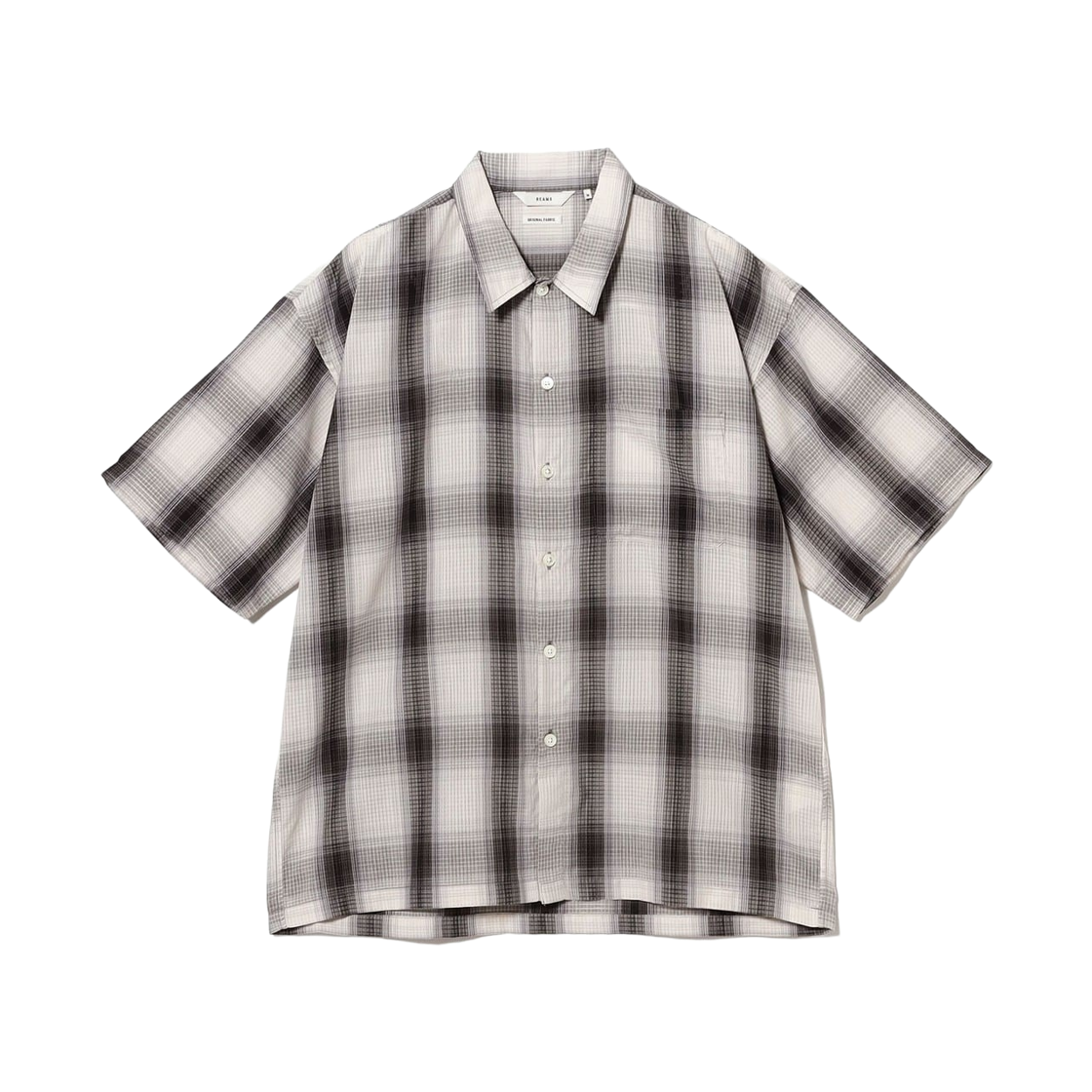 11-01-1669-803 Beams Ombre Check Mini Regular Collar Shirt Relaxed Fit White