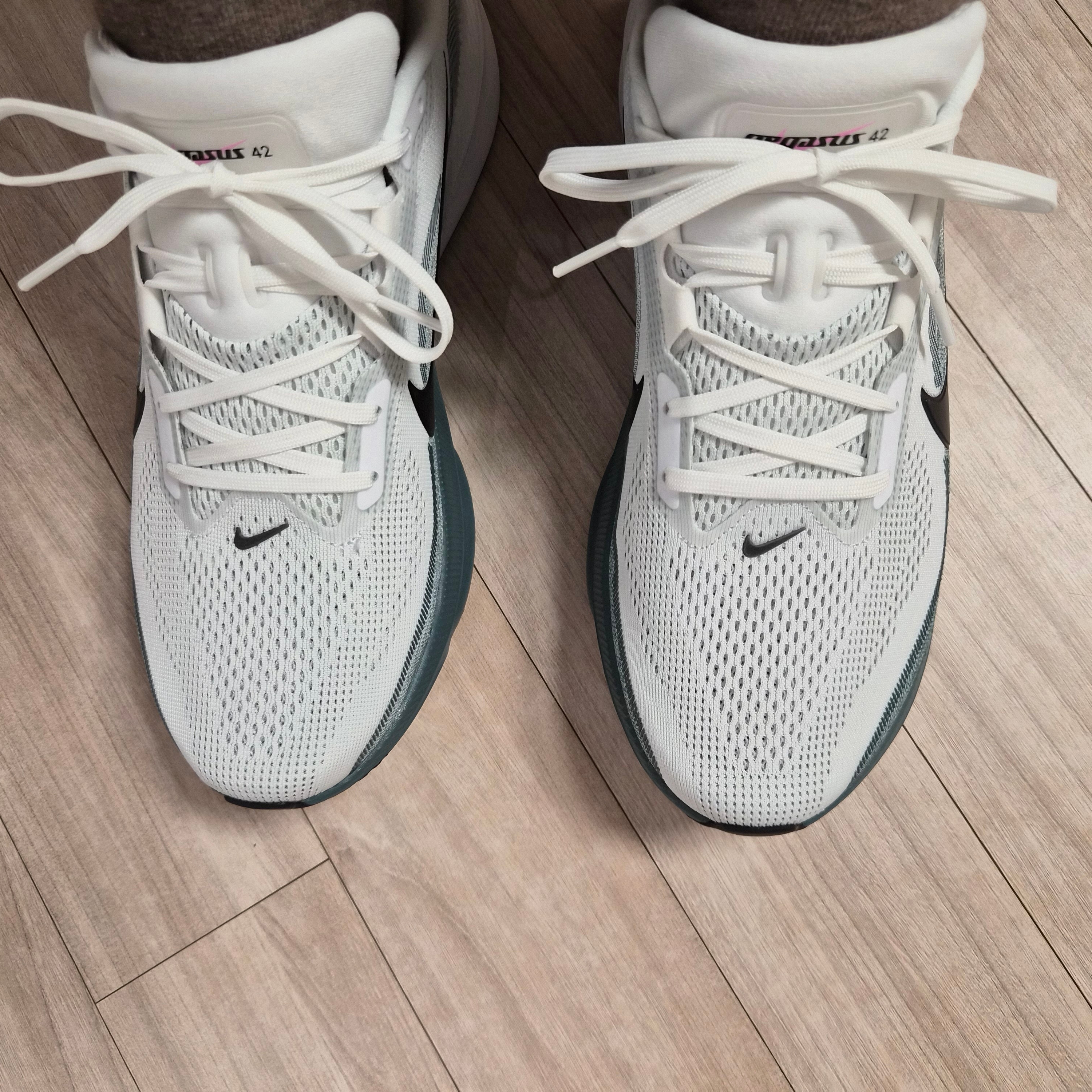 Nike Air Zoom Pegasus 42 White Mineral Slate 착용 스타일 - 2