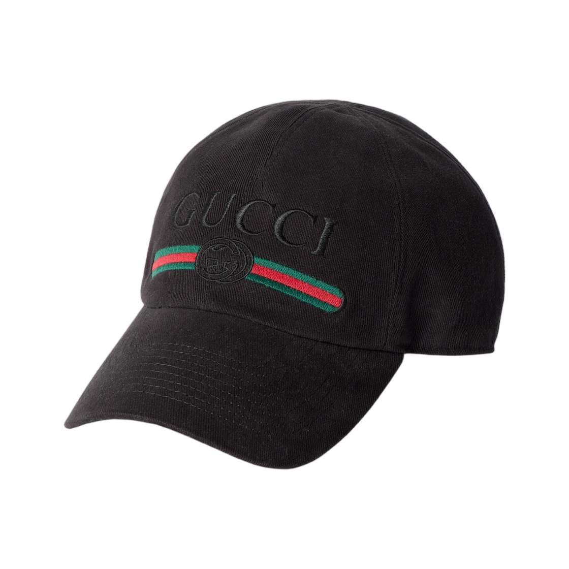 875736-4HBKG-1060 Gucci Embroidered Cotton Baseball Cap Black