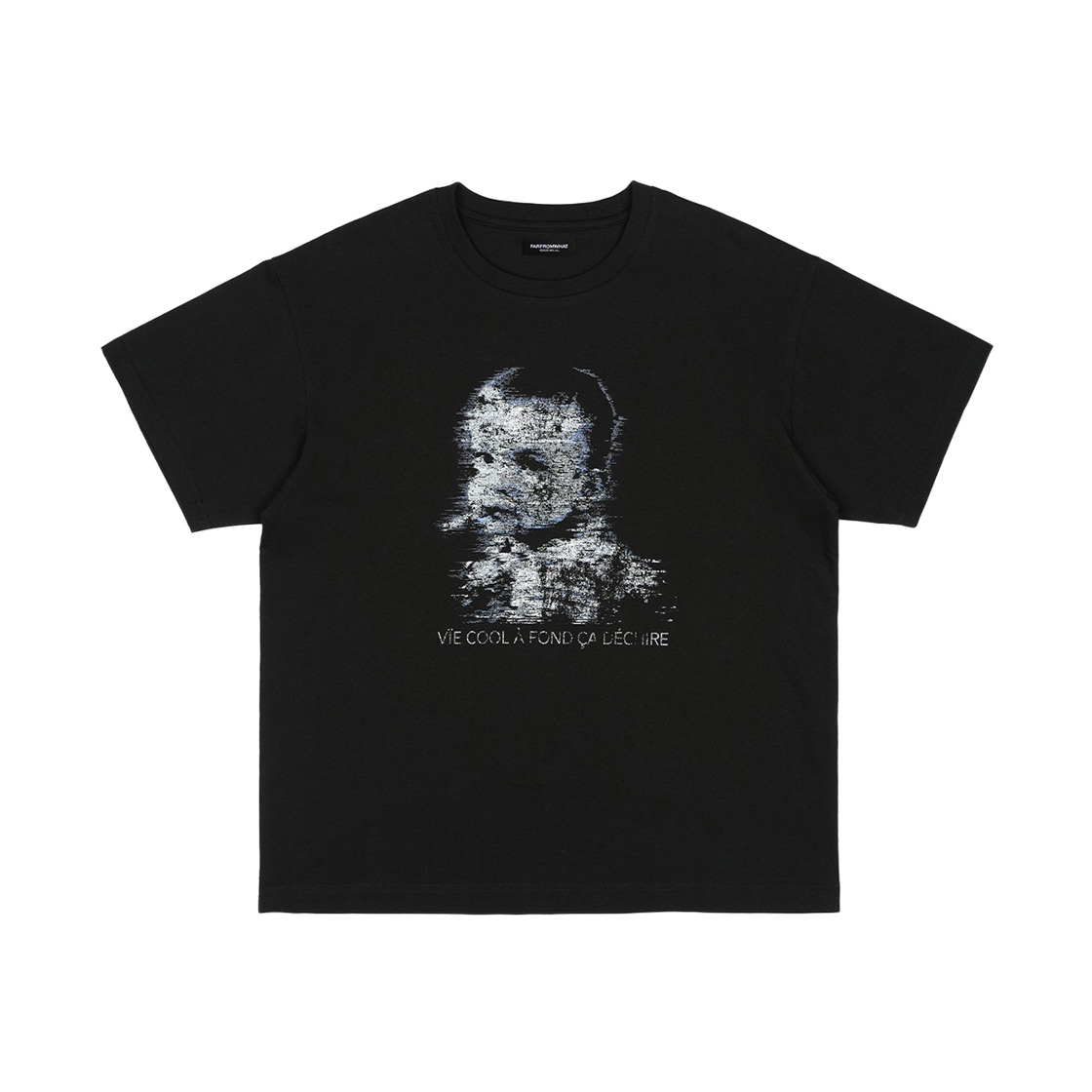 파프롬왓 글리치 페이스 프린트 티셔츠(Farfromwhat Glitch Face Print T-Shirt)