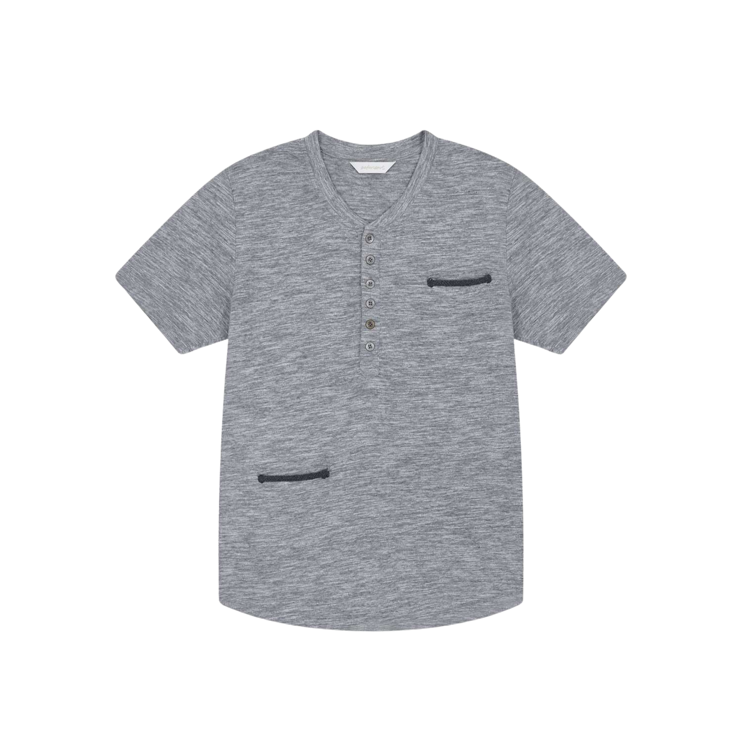 사파리스팟 립 포인트 헨리 넥 티셔츠 그레이(Safarispot Lip Point Henley Neck T-Shirt Gray)