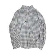 Undermycar Mu.37 Anti Fxxking Logo Play Basic Long Sleeve Check Shirts White Blue