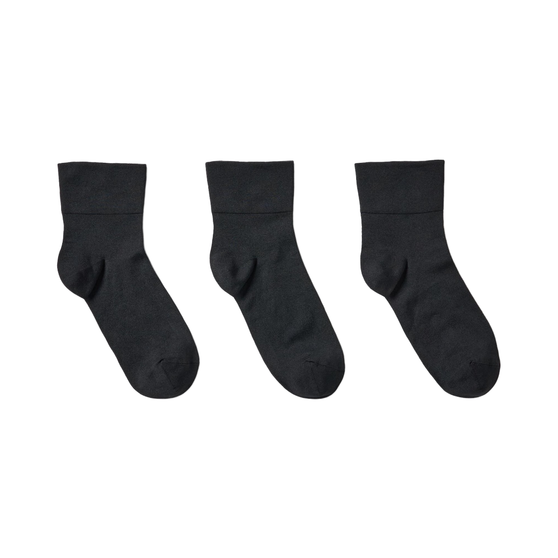 482722-09 (W) Uniqlo Crew Taper Socks Black (3 Pack)