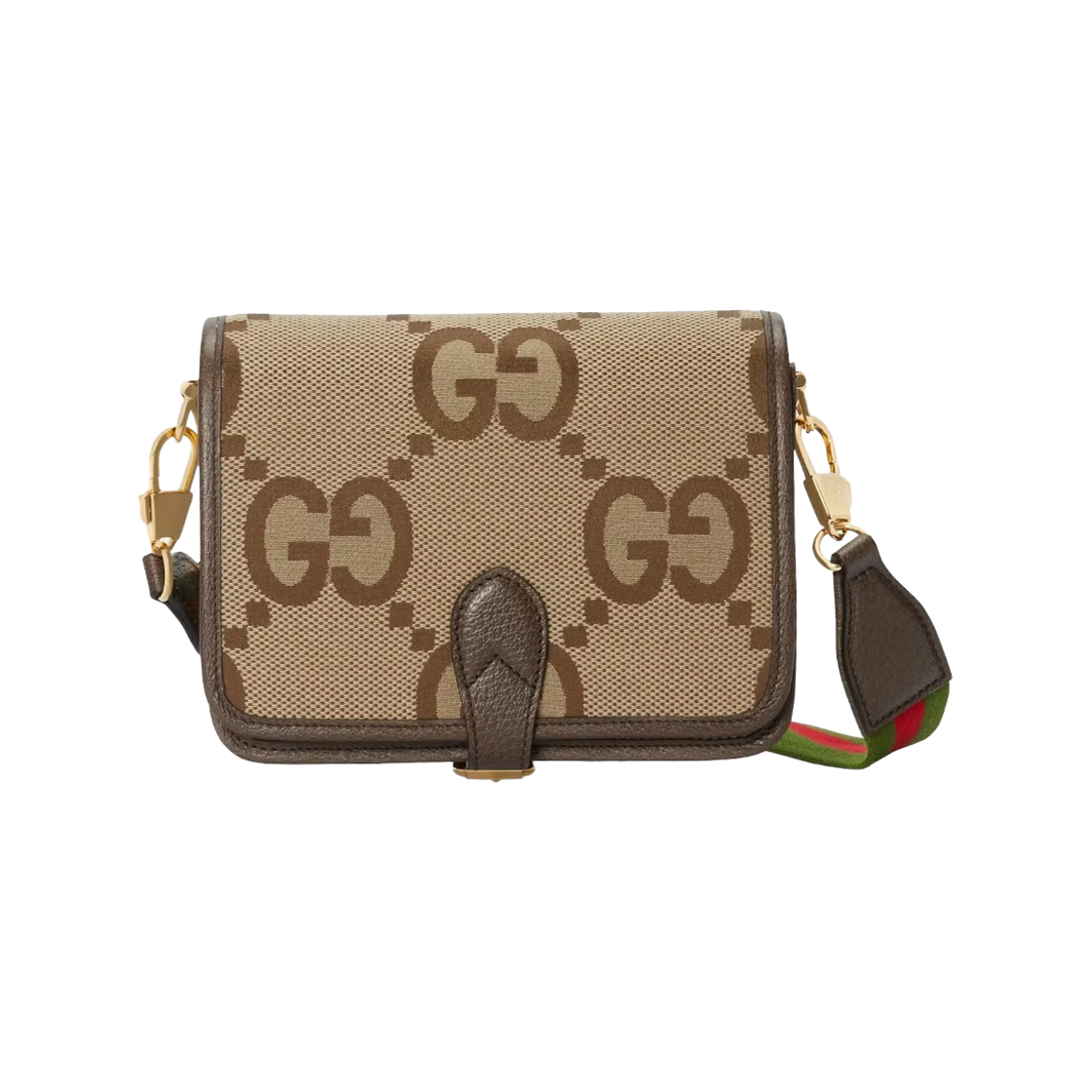 699438-UKMDG-2570 Gucci Jumbo GG Canvas Shoulder Bag Camel Ebony