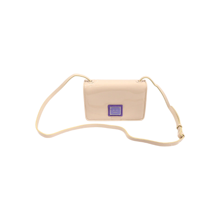 아크네 스튜디오 C10139 베이지 페이던트 페이스 로고 미니 크로스백(Acne Studios C10139 Beige Patent Face Logo Mini Crossbody Bag)
