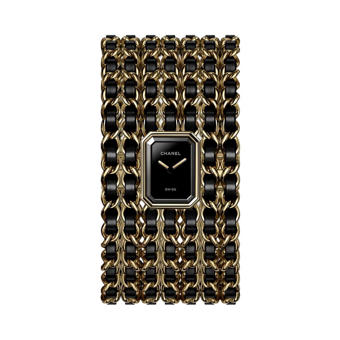 샤넬 프리미에르 커프 워치 옐로우 골드 스틸 블랙 블랙 래커(Chanel Premiere Cuff Watch Yellow Gold Steel Black Black Lacquered)