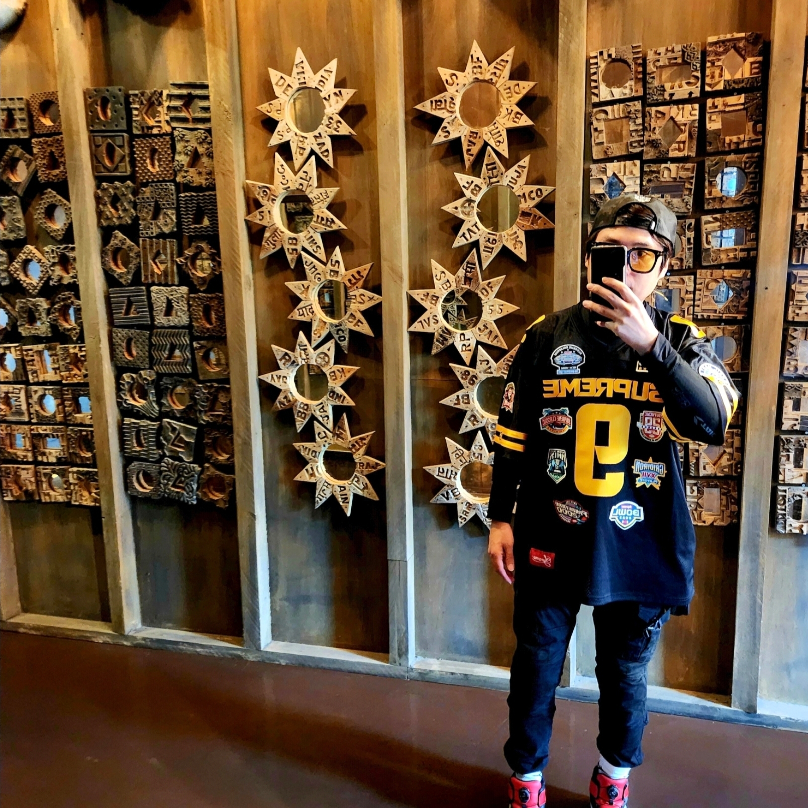 Supreme Championships Embroidered Football Jersey Black - 23FW 착용 스타일 - 1