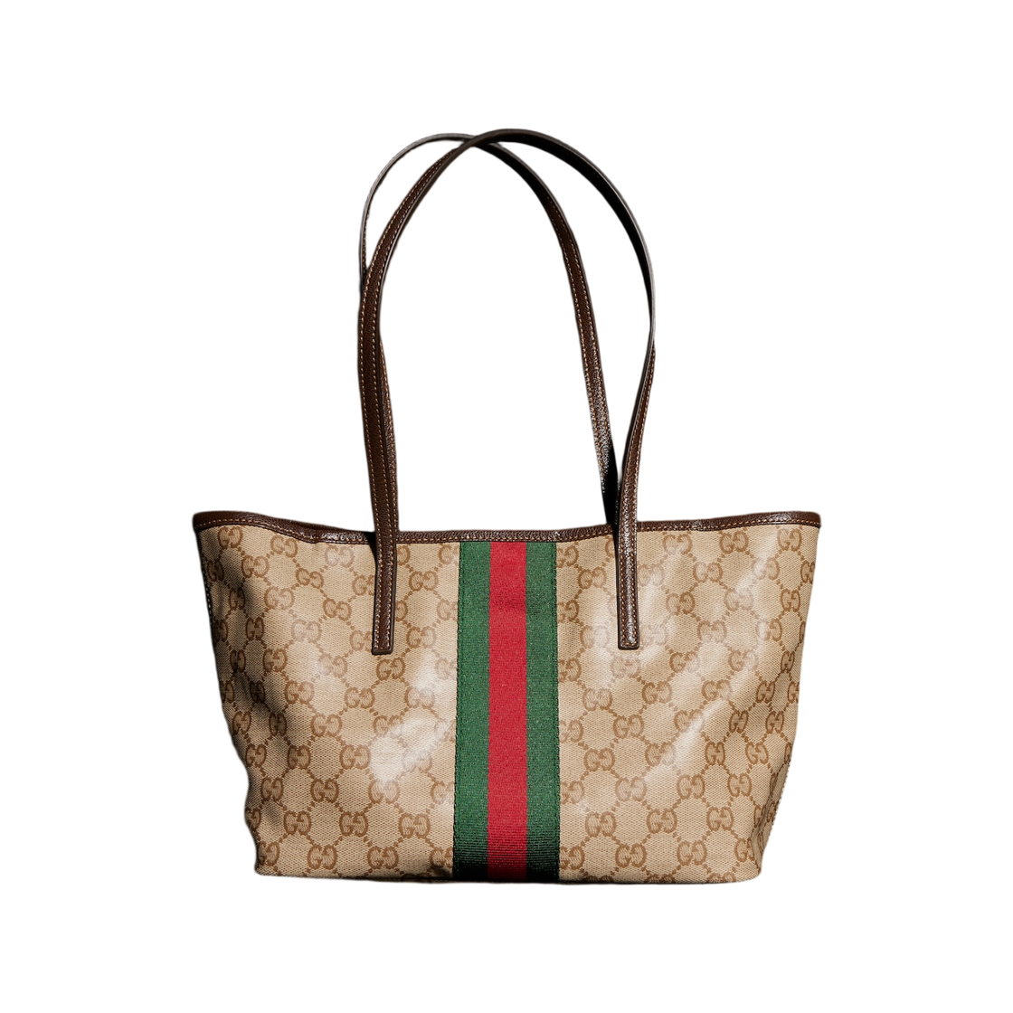 구찌 웹 스몰 토트백 샌드 브라운(Gucci Web Small Tote Bag Sand Brown) - 1
