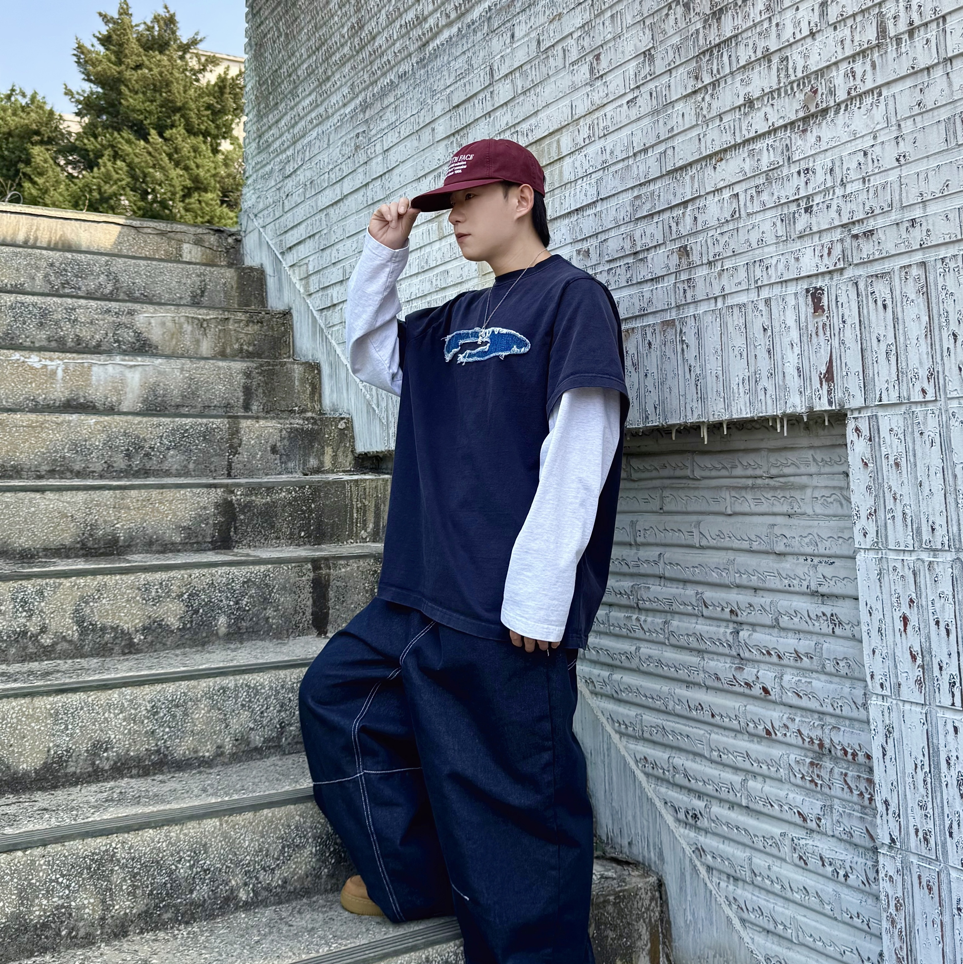 (W) MM6 Maison Margiela Numeric Minimal Signature Ring Polished Silver Palladium, The North Face Vintage Flat Cap Wine - 26SS 착용 스타일 - 5