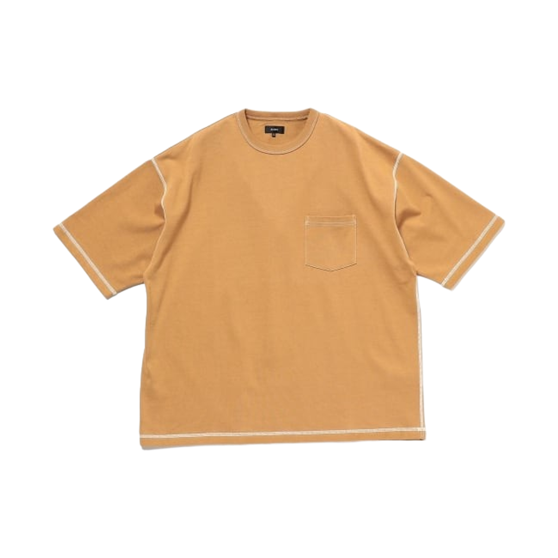 11-04-1437-120 Beams Back Stitch Loose T-Shirt Camel