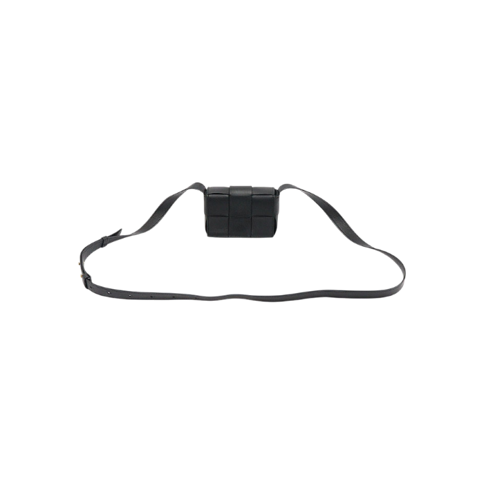 ITLMGBU5GJLS Bottega Veneta 666688 Black Intrecciato Weave Candy Cassette Mini Crossbody Bag