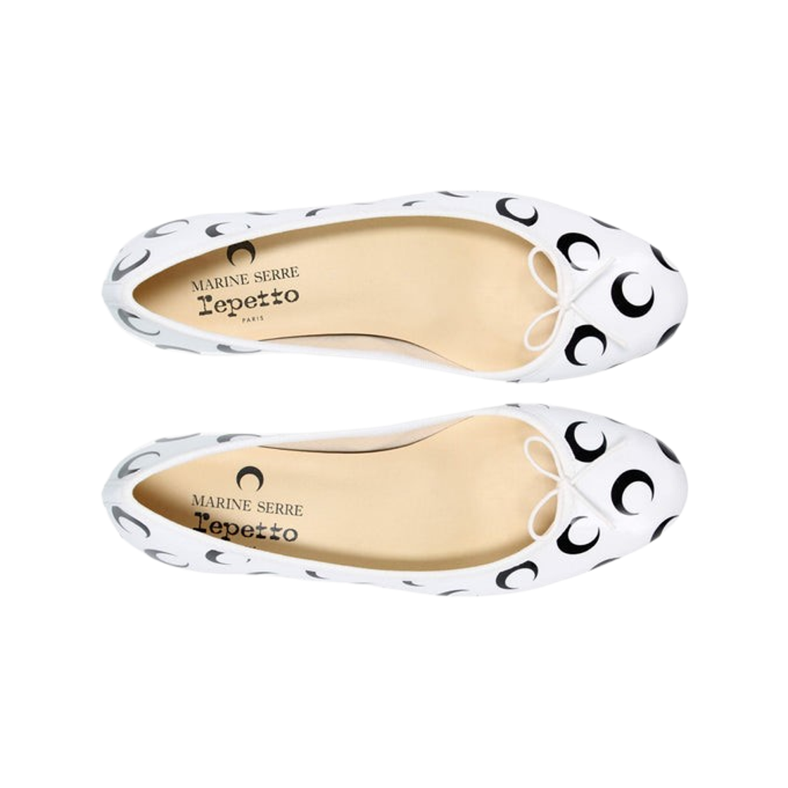 (W) 레페토 x 마린 세르 까미유 발레 플랫 화이트 블랙((W) Repetto x Marine Serre Camille Ballet Flats White Black) - 2