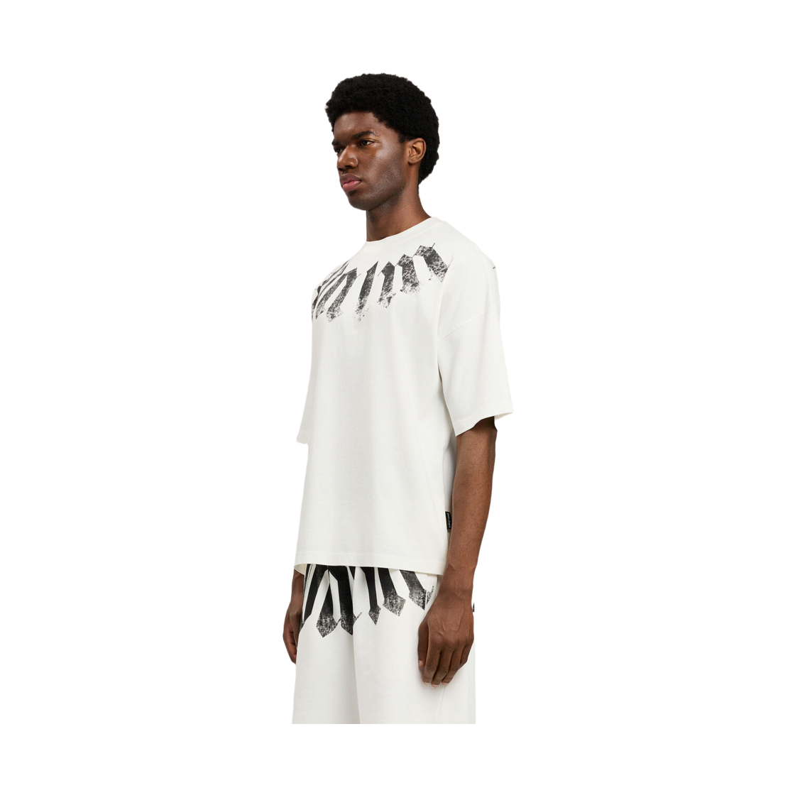 팜엔젤스 빅 넥 로고 루즈 티셔츠 - 화이트 블랙(Palm Angels Big Neck Logo Loose Tee - Off White Black) - 3