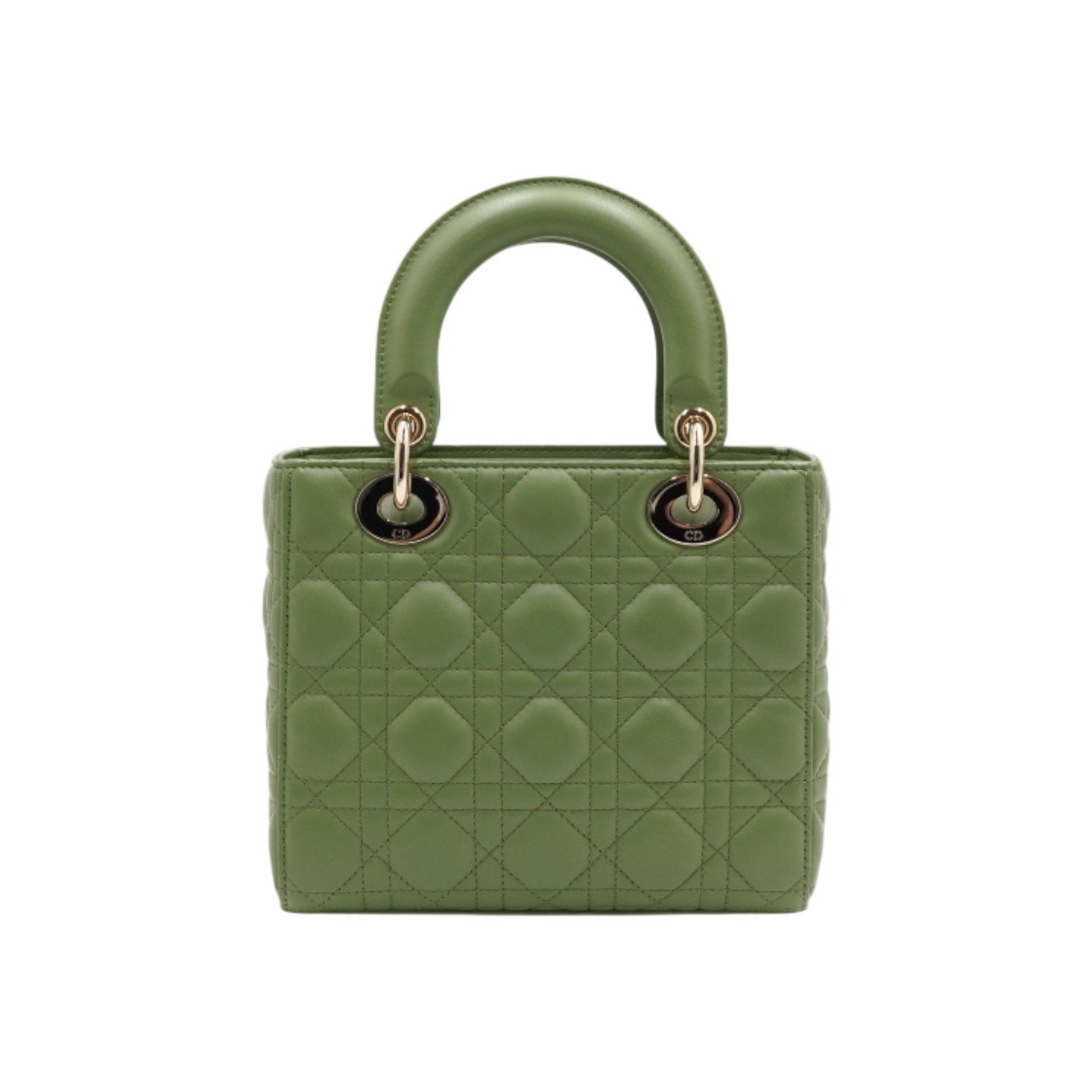 ITNQMTMWKBGS Dior M0538OCAL Green Lambskin Lady Dior Small MY ABCDIOR Gold Tote & Shoulder Bag