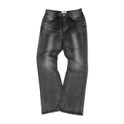 Undermycar Mu.175 Classic Logo Oil Washed Semi Flare Jeans Oil Black