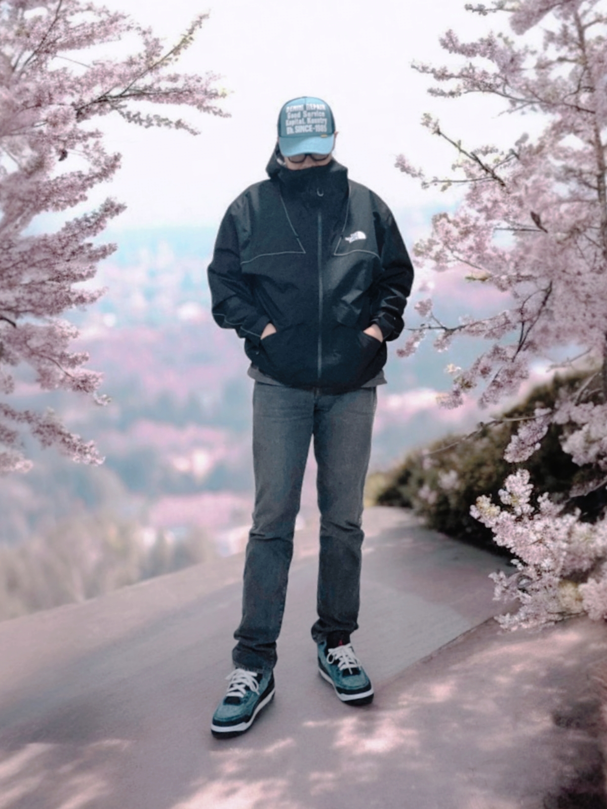 Kapital Denim Repair Service Pt Denim Track Cap Navy, The North Face Fortis Jacket Black - 26SS 착용 스타일