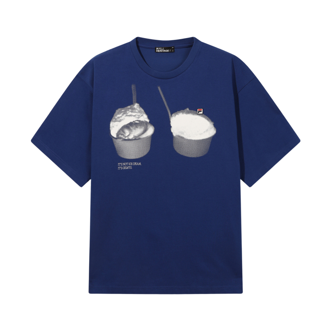 [6% 적립] 휠라 HERITAGE COLLECTION 젤라또 그래픽 박시 반팔티 블루([6% 적립] FILA HERITAGE COLLECTION Front Big Graphic T-Shirt Blue)