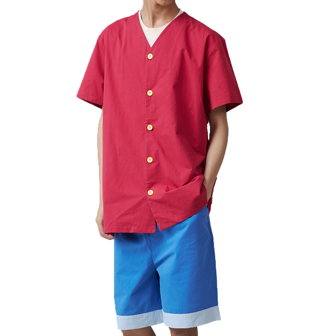 댄꼼마 x 원피스 루피 고무고무 반팔 잠옷(DANCOMMA × One Piece Monkey D. Luffy Gum-Gum Short Sleeve Pajama Set) - 4