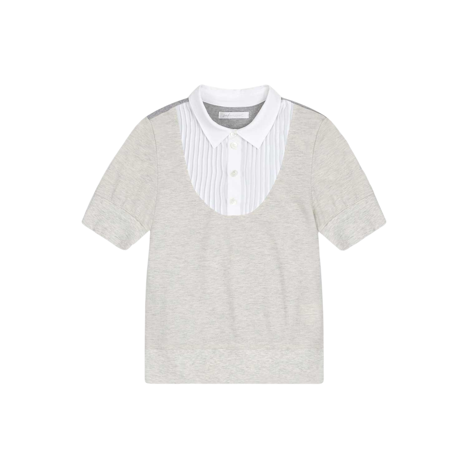 사파리스팟 1/2 레이어드 셔츠 하프 티 아이보리/그레이(Safarispot 1/2 Layered Shirt Half Tee Ivory/Gray)