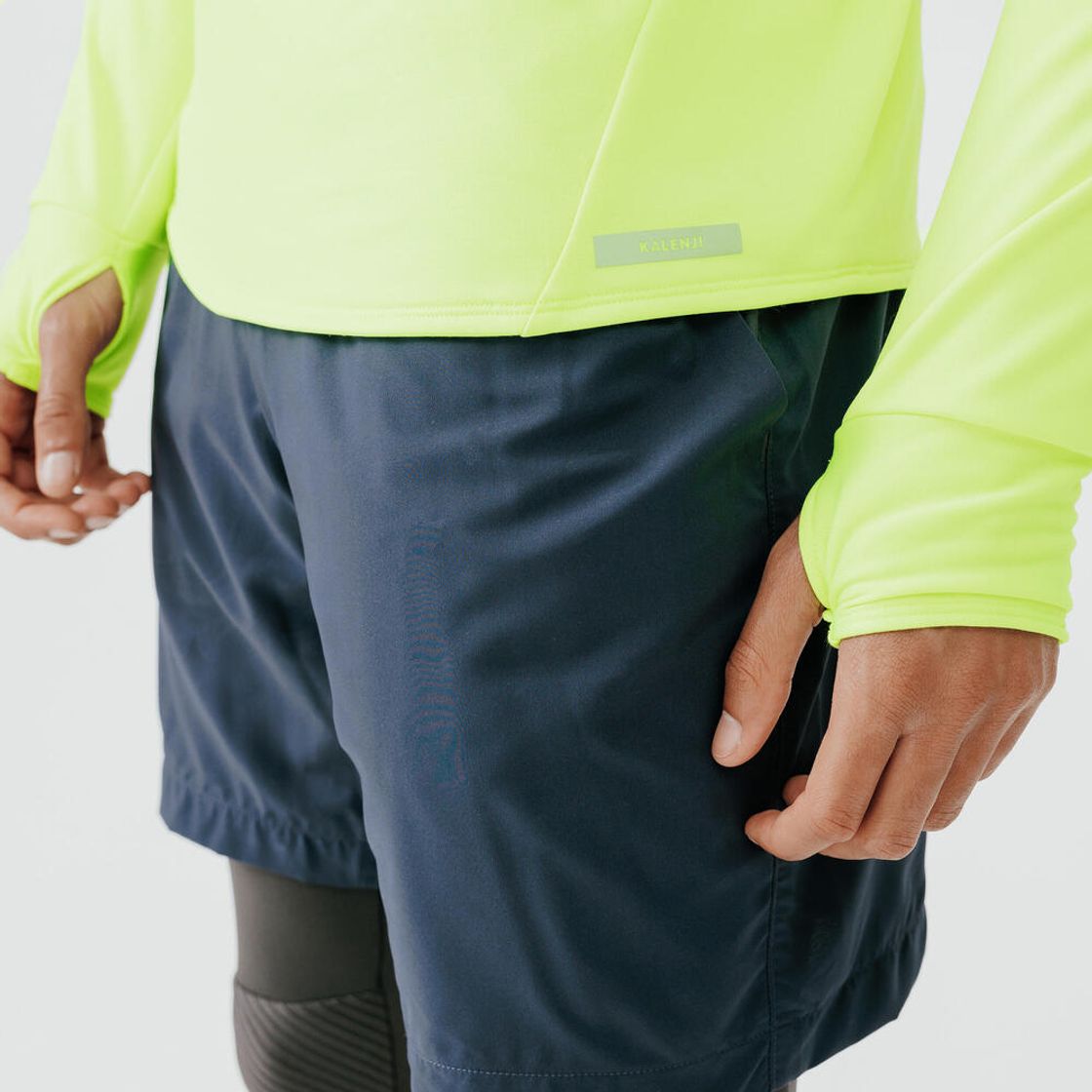 데카트론 남성 하프집 러닝 형광 긴팔 티 100 플루오 애시드 옐로우(DECATHLON Men's Half-Zip Running High-Visibility Long-Sleeved T-Shirt 100 Fluorescent Acid Yellow) - 5