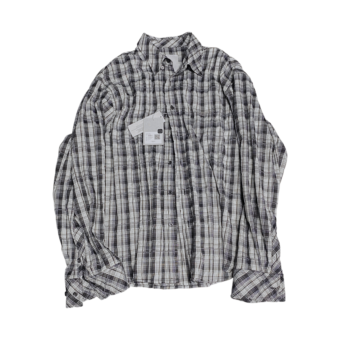 언더마이카 무.36 안티 Fxxking 로고 플레이 베이직 롱 슬리브 체크 셔츠 블루 블랙