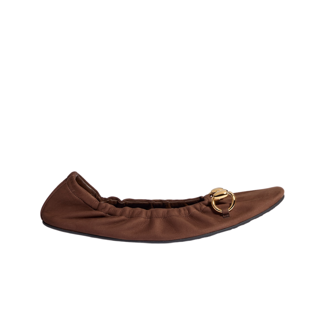875323-AAEQY-2021 (W) Gucci Horsebit Ballerina Dark Brown