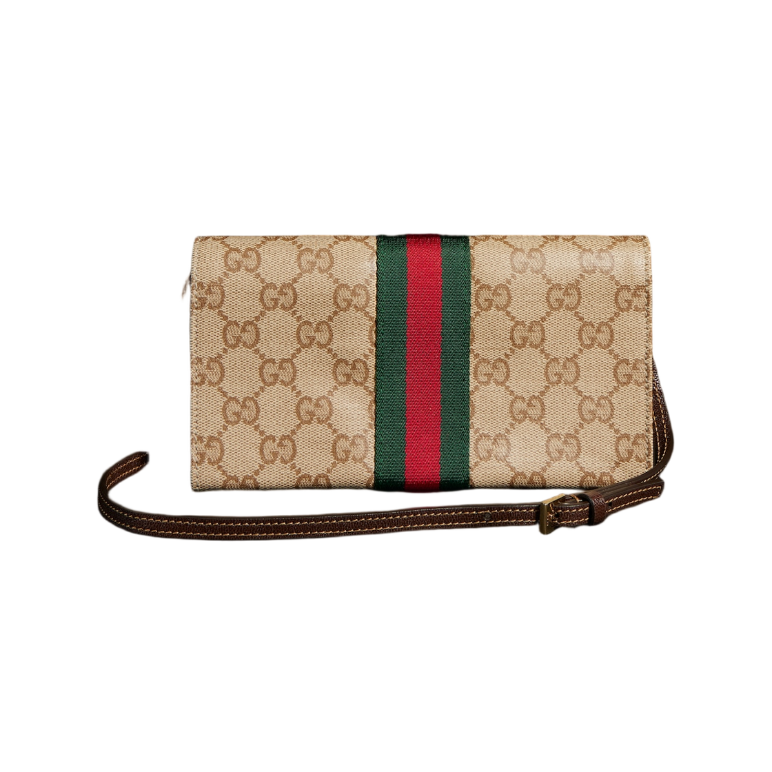 구찌 웹 스몰 파우치 샌드 다크 브라운(Gucci Web Small Pouch Sand Dark Brown) - 1
