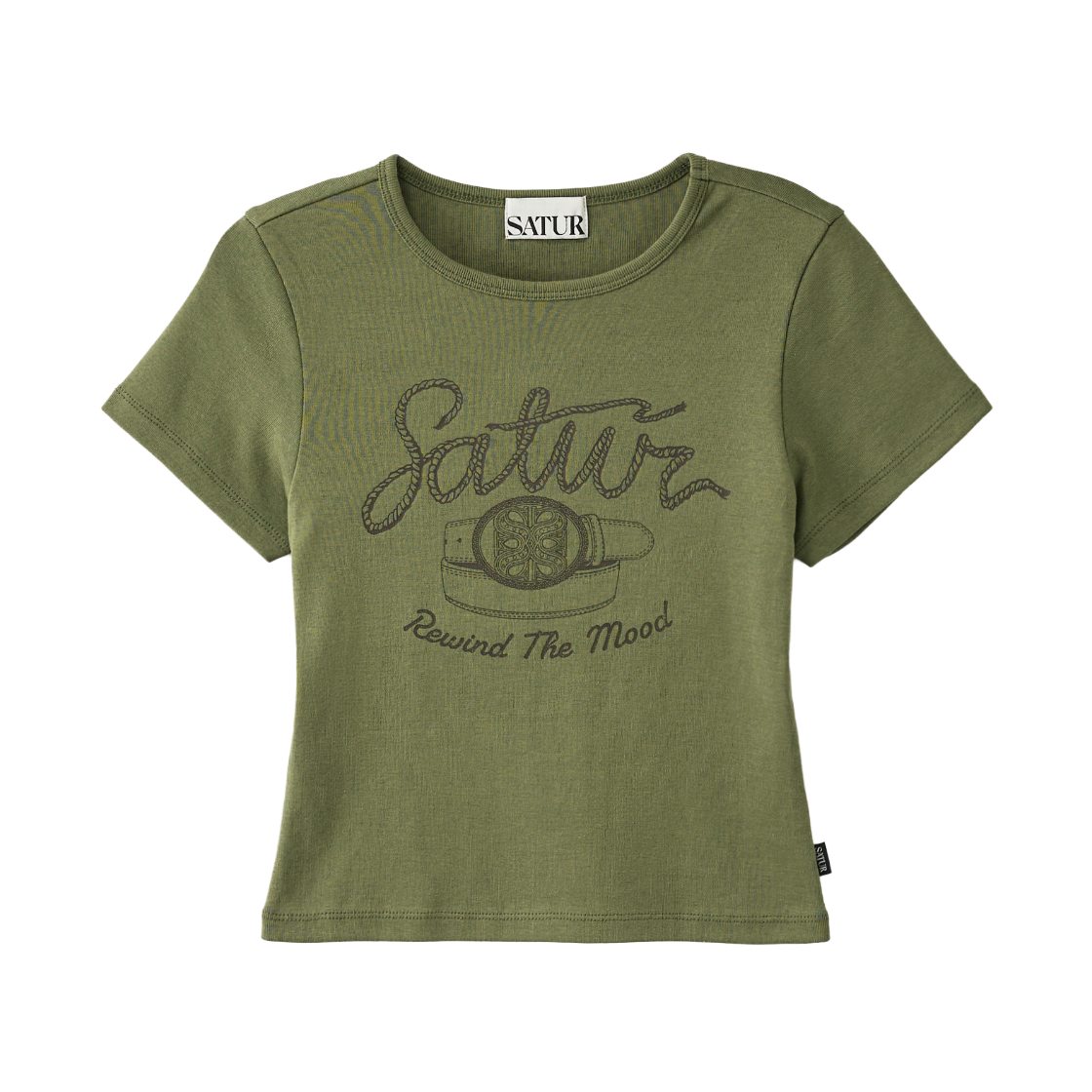SA262WTS12KHI0 SATUR W Belt Graphic Slim Fit T-Shirt Khaki