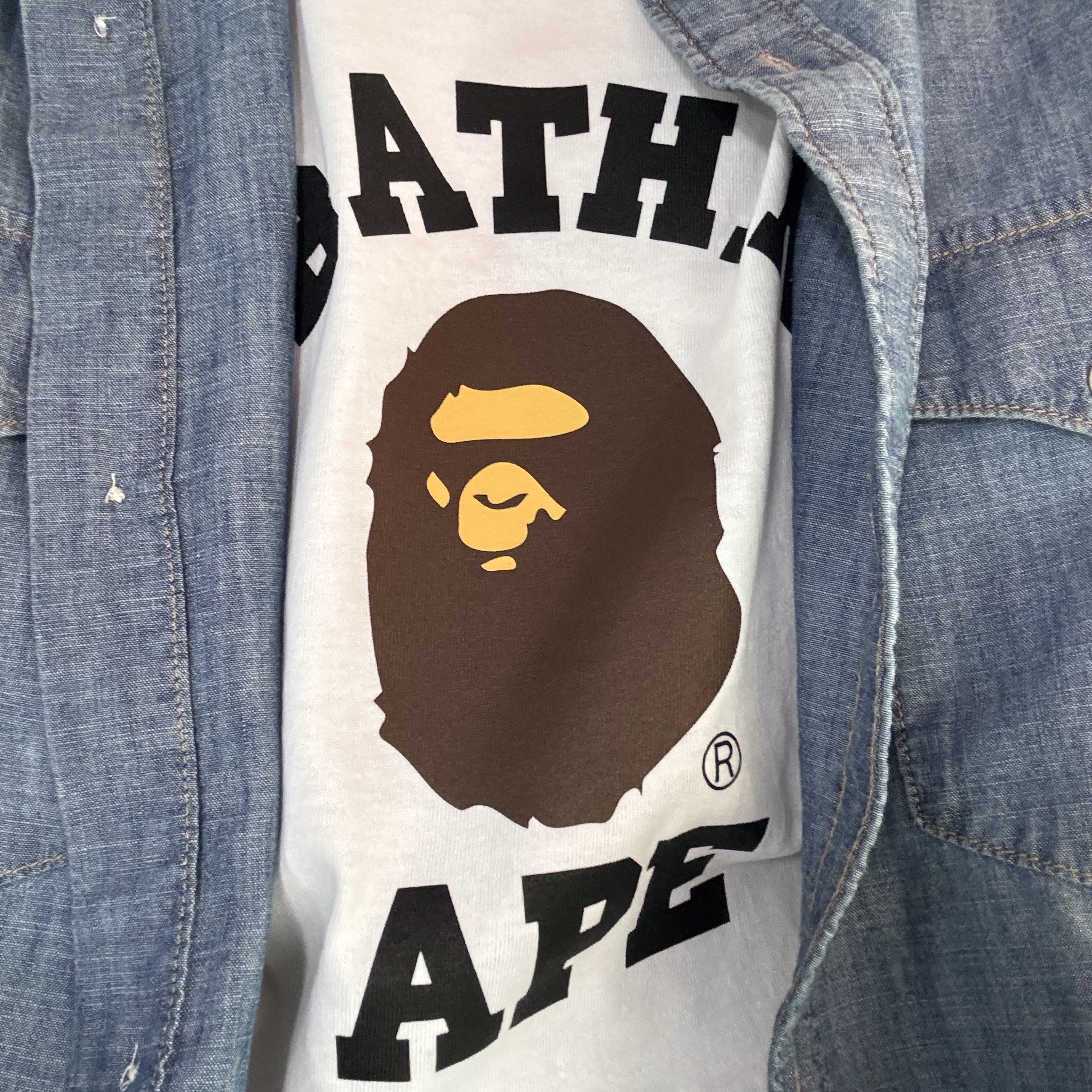 BAPE College T-Shirt White 착용 스타일