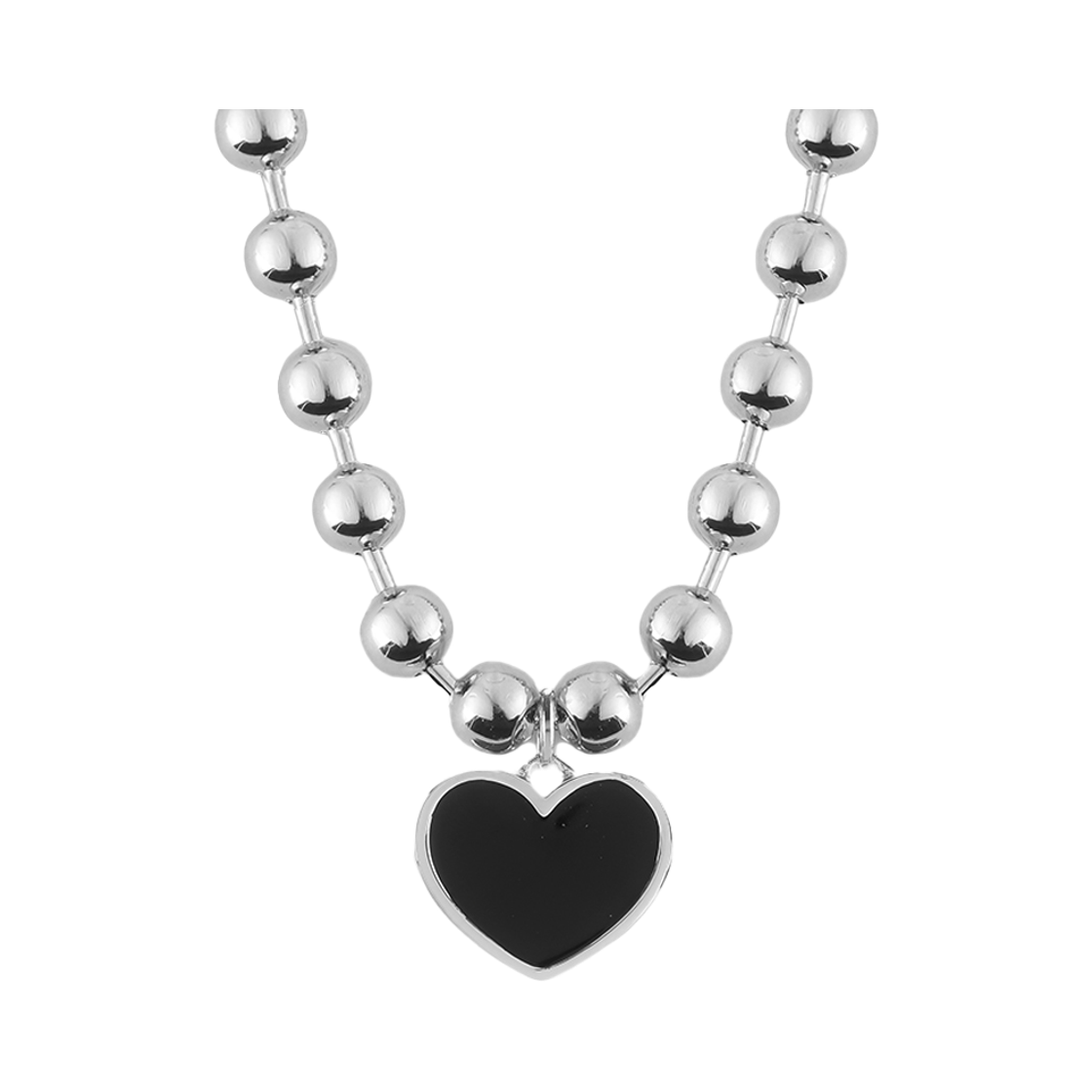 NONENON-148 Nonenon Big Black Love Necklace Silver925 (Doodle)