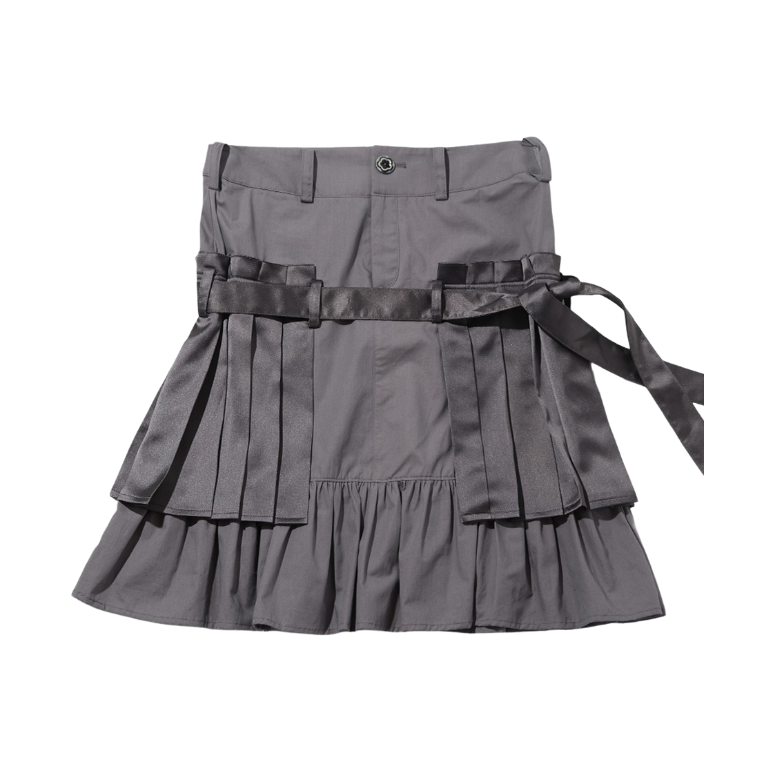 테레루 오픈 플리츠 레이어드 스커트 차콜(TERERU Open Pleat Layered Skirt Charcoal)