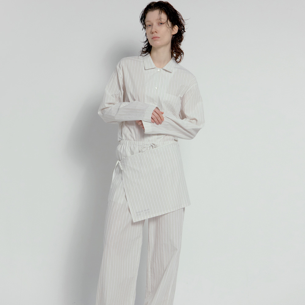 퍼즈플리즈 100% 코튼 파자마 위드 에이프런 (스트라이프 아이보리)(PAUSE PLEASE 100% Cotton Pajamas with Apron (Striped-Ivory)) - 3