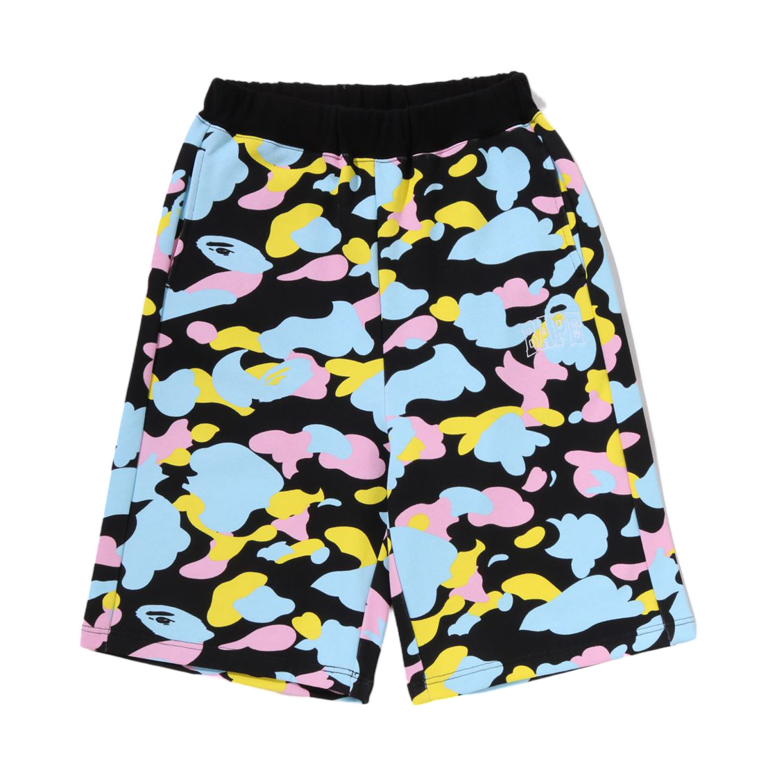 (W) 베이프 뉴 멀티 카모 스웨트 쇼츠 블랙((W) BAPE New Multi Camo Sweatshorts Black) - 1