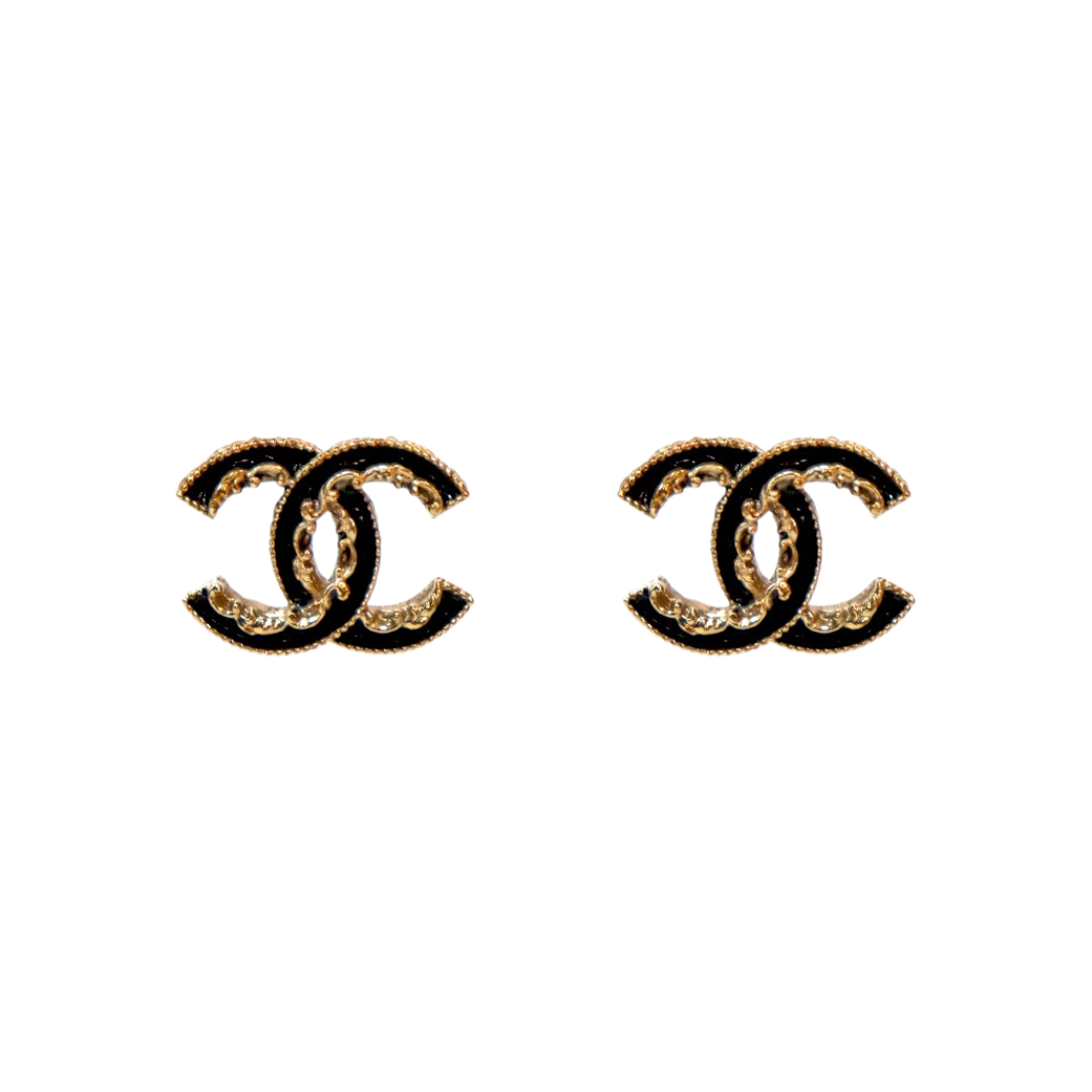 IT2HN4PUPOCO Chanel Black CC Gold Earrings